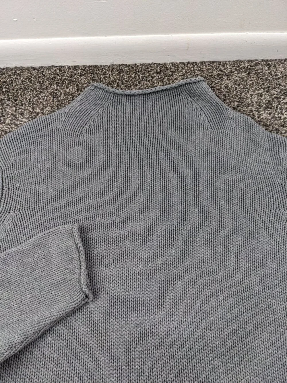 Vintage J Crew Sweater Roll Neck Cotton Fisherman Gray Mens Medium